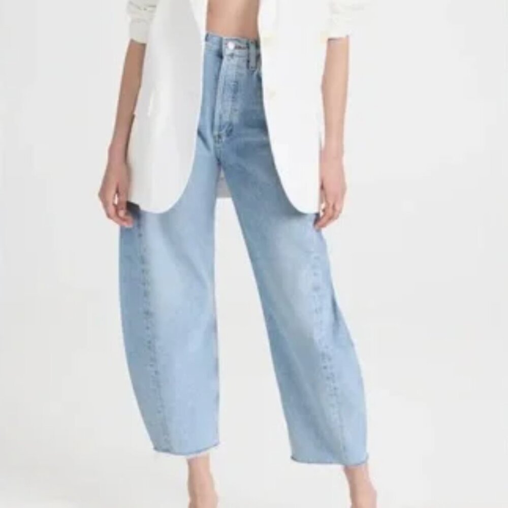 Agolde Luna High Rise Pieced Denim in color Void size 26